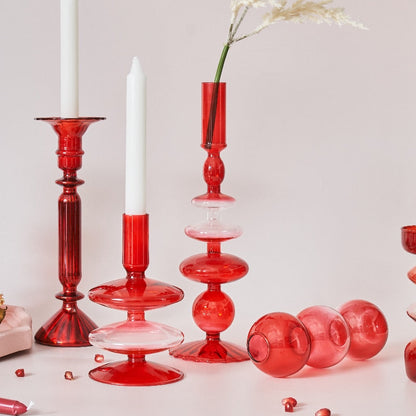 Vivolux | Kirsche Rote Glas Stabkerzenhalter & Vasen