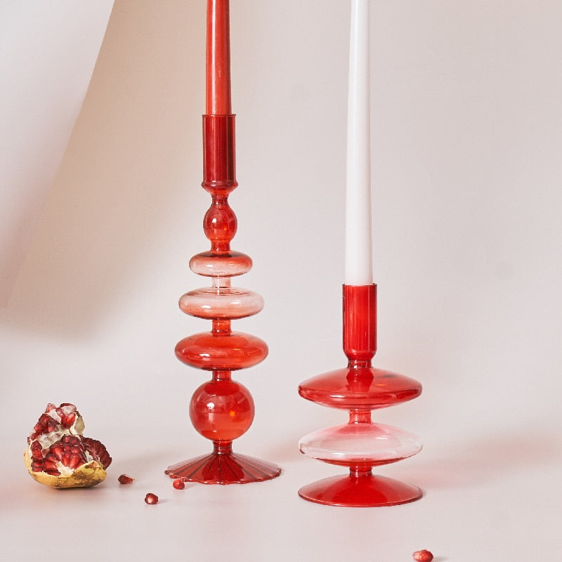 Vivolux | Kirsche Rote Glas Stabkerzenhalter & Vasen