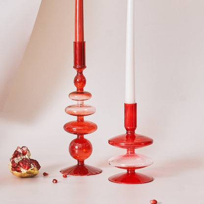 Vivolux | Kirsche Rote Glas Stabkerzenhalter & Vasen