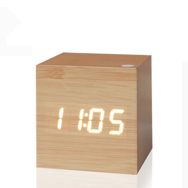 Gelb Weiß Cube Digital Tischuhr