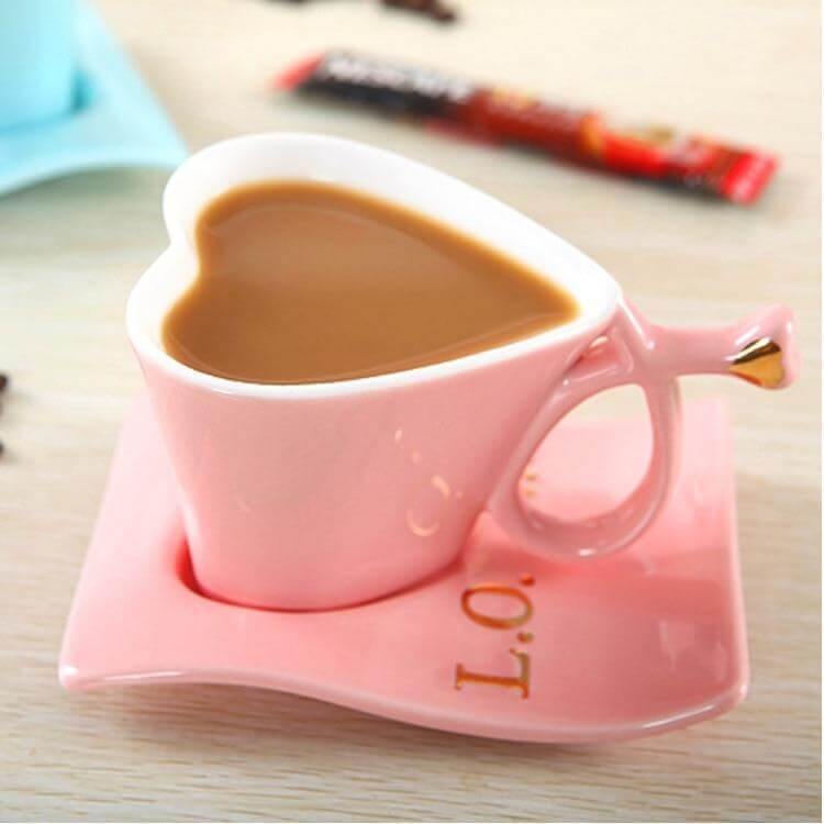 Vivolux | Herzförmige süße Keramikkaffee-Tasse