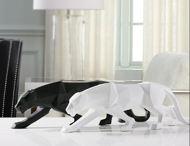 Vivolux | Moderne Harz Geometrische Schwarze Panther Skulptur