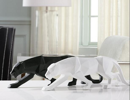 Vivolux | Moderne Harz Geometrische Schwarze Panther Skulptur