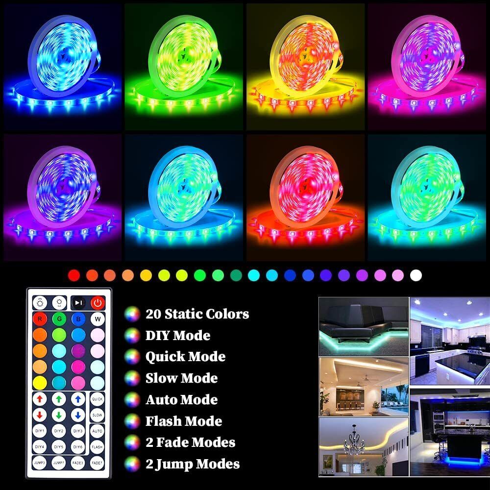 Vivolux | LED-Lichtstreifen, 30 m, 15 m, Musiksynchronisation, Bluetooth, 5050, RGB-Raumlicht mit Fernbedienung