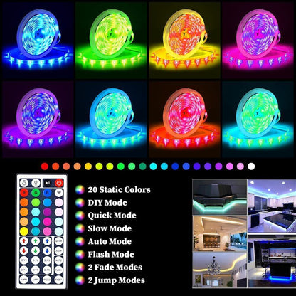 Vivolux | LED-Lichtstreifen, 30 m, 15 m, Musiksynchronisation, Bluetooth, 5050, RGB-Raumlicht mit Fernbedienung