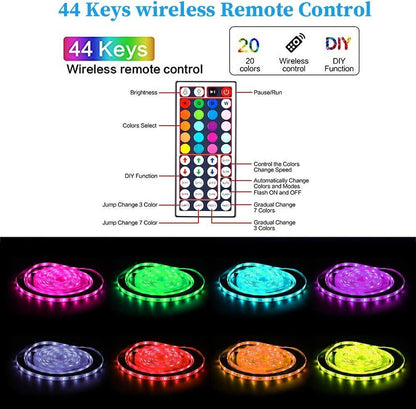 Vivolux | LED-Lichtstreifen, 30 m, 15 m, Musiksynchronisation, Bluetooth, 5050, RGB-Raumlicht mit Fernbedienung