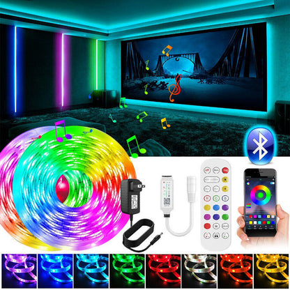 Vivolux | LED-Lichtstreifen, 30 m, 15 m, Musiksynchronisation, Bluetooth, 5050, RGB-Raumlicht mit Fernbedienung