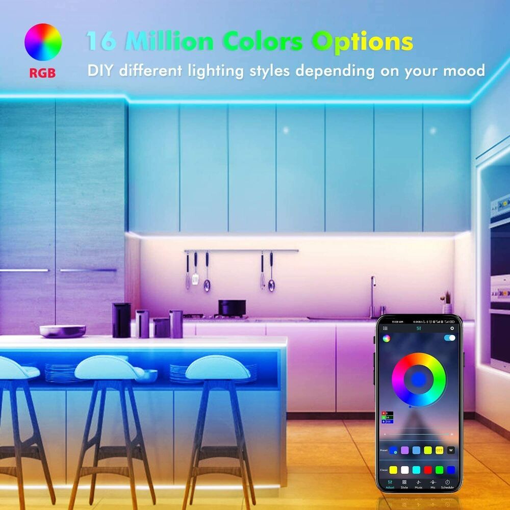 Vivolux | LED-Lichtstreifen, 30 m, 15 m, Musiksynchronisation, Bluetooth, 5050, RGB-Raumlicht mit Fernbedienung