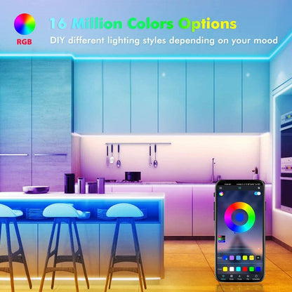 Vivolux | LED-Lichtstreifen, 30 m, 15 m, Musiksynchronisation, Bluetooth, 5050, RGB-Raumlicht mit Fernbedienung