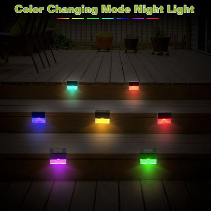 Vivolux | Solar Deck Lights 4er Set, Solar Stufenlichter Außen, Warmweiß/Farbwechselnde Solarzaunleuchte für Terrasse Garten Hof