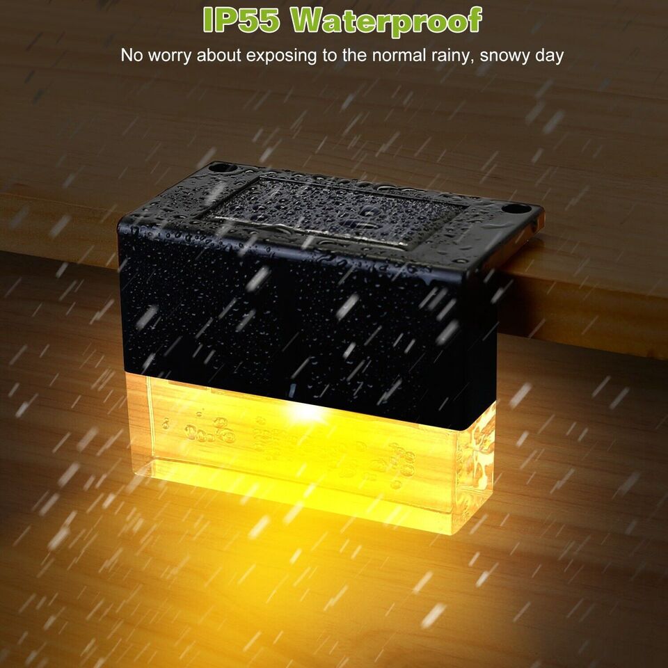 Vivolux | Solar Deck Lights 4er Set, Solar Stufenlichter Außen, Warmweiß/Farbwechselnde Solarzaunleuchte für Terrasse Garten Hof