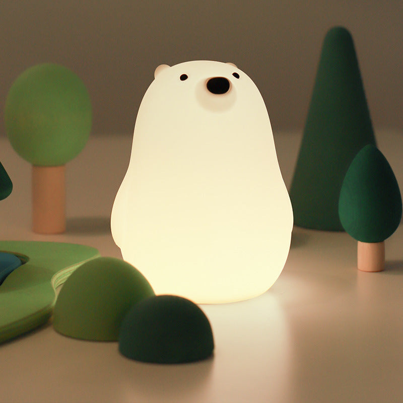 Vivolux | Quetschbares Silikon Weißer Bär LED Nachtlicht - Perfektes Geschenk für Kinder und Mädchen