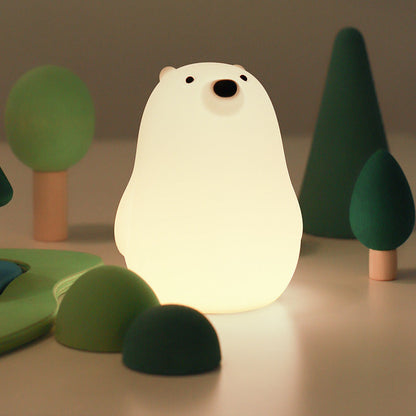 Vivolux | Quetschbares Silikon Weißer Bär LED Nachtlicht - Perfektes Geschenk für Kinder und Mädchen
