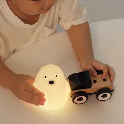 Vivolux | Quetschbares Silikon Weißer Bär LED Nachtlicht - Perfektes Geschenk für Kinder und Mädchen