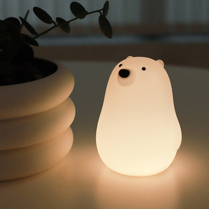 Vivolux | Quetschbares Silikon Weißer Bär LED Nachtlicht - Perfektes Geschenk für Kinder und Mädchen