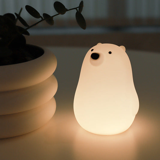 Vivolux | Quetschbares Silikon Weißer Bär LED Nachtlicht - Perfektes Geschenk für Kinder und Mädchen