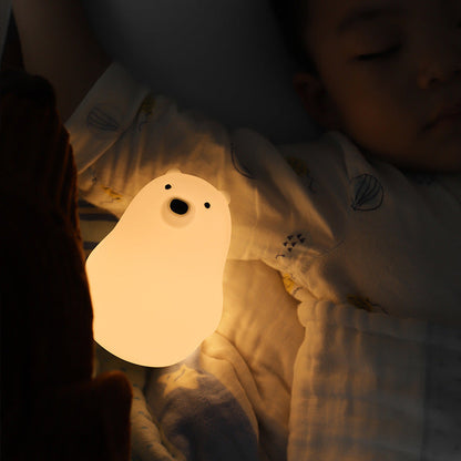 Vivolux | Quetschbares Silikon Weißer Bär LED Nachtlicht - Perfektes Geschenk für Kinder und Mädchen