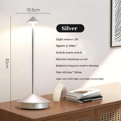 Vivolux | Elegante wiederaufladbare metallische Tischlampe