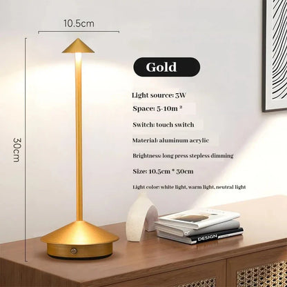 Vivolux | Elegante wiederaufladbare metallische Tischlampe