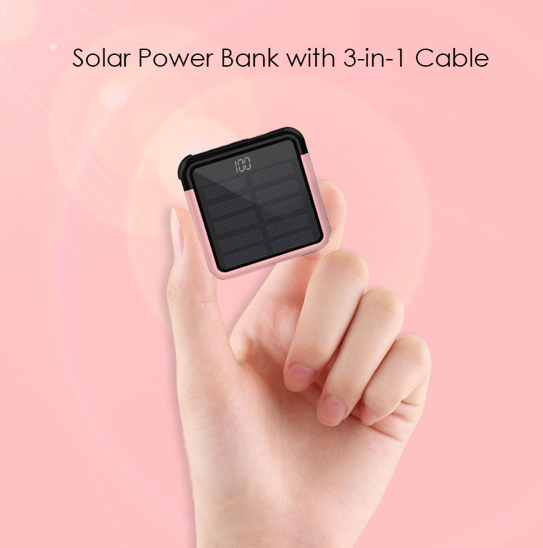 Vivolux | Tinier & Thinner Solar Power Bank mit 3-in-1 verstecktem Kabel