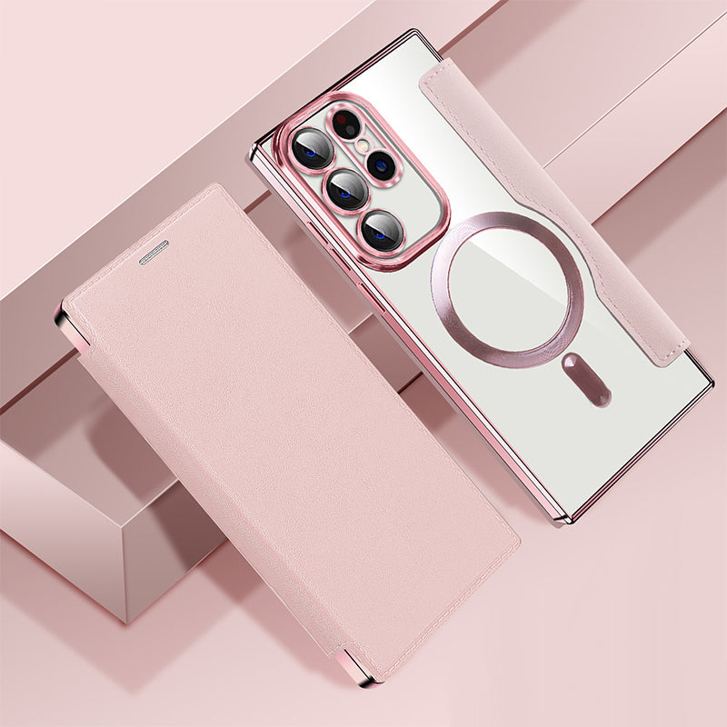 Neue Leder strukturierte Flip Handytasche für Samsung