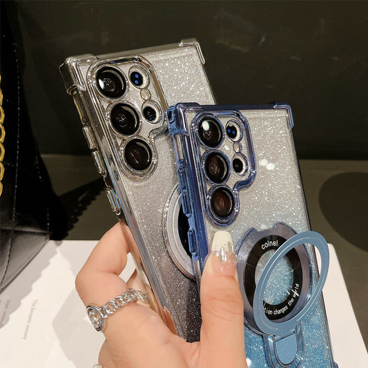 Magnetisches Glitzermobil mit Farbverlauf Handytaschen für Samsung S22/23/24