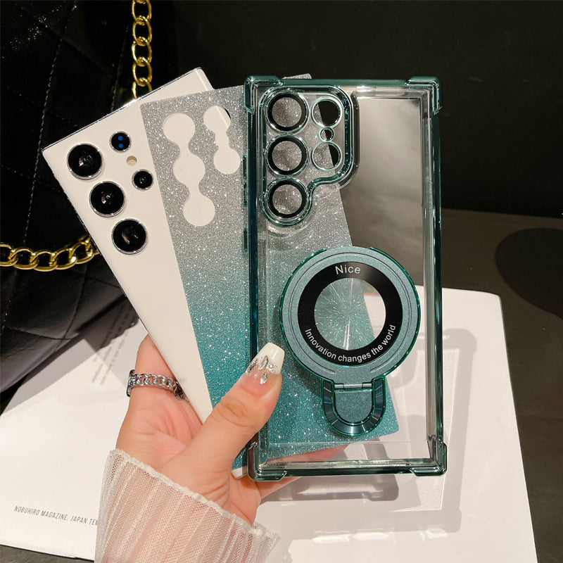 Magnetisches Glitzermobil mit Farbverlauf Handytaschen für Samsung S22/23/24
