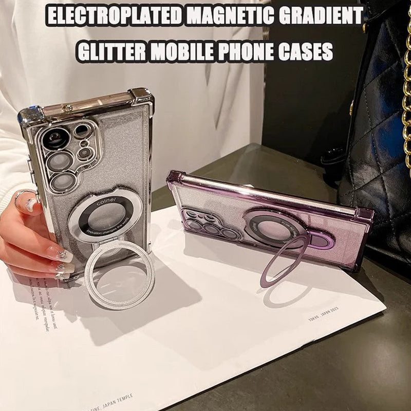 Magnetisches Glitzermobil mit Farbverlauf Handytaschen für Samsung S22/23/24