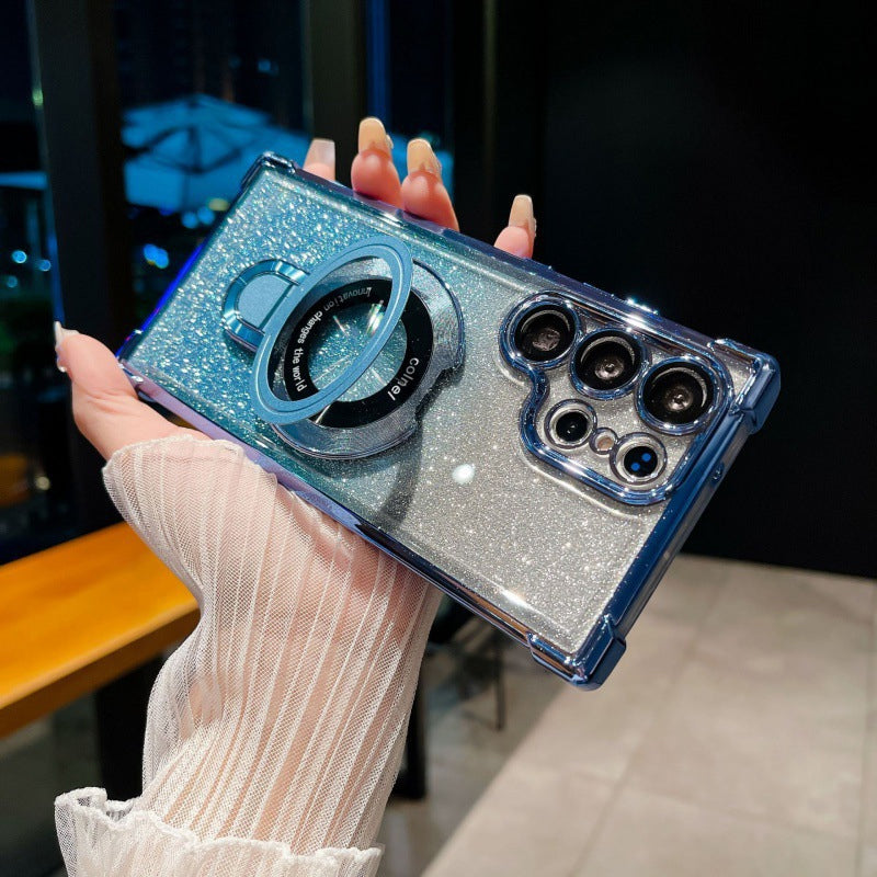 Magnetisches Glitzermobil mit Farbverlauf Handytaschen für Samsung S22/23/24