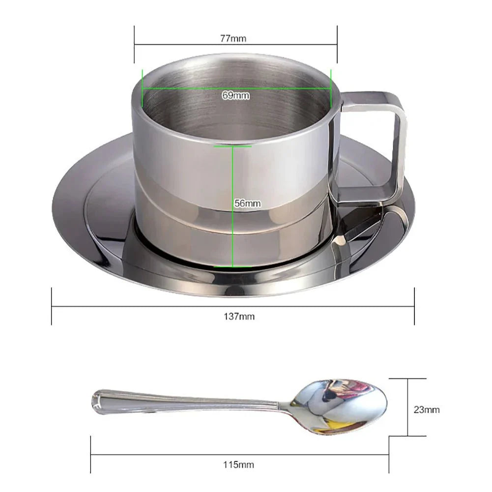 Vivolux | Dreiteiliges Edelstahlkaffeetassen-Set