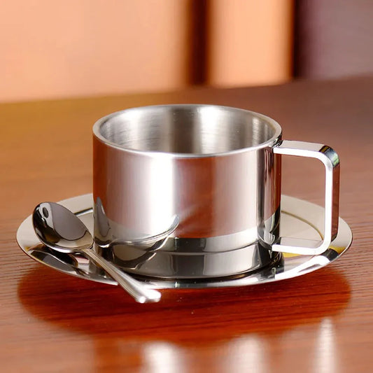Vivolux | Dreiteiliges Edelstahlkaffeetassen-Set