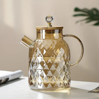 Vivolux | Klassische Kristall Teekanne | Glas & Holz
