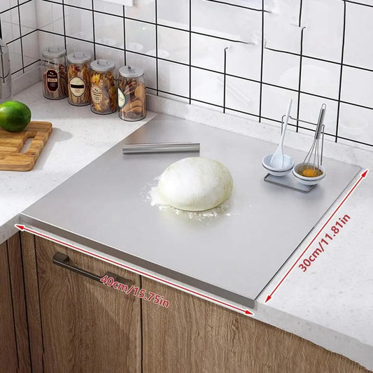 Vivolux | Hochwertiges Schneidebrett aus Edelstahl mit Rand – ideal für hausgemachte Pizza, Gebäck und mehr!