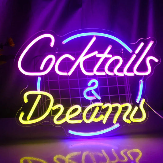 Vivolux | Lebendige Cocktails & Bier LED Neon Wandschild