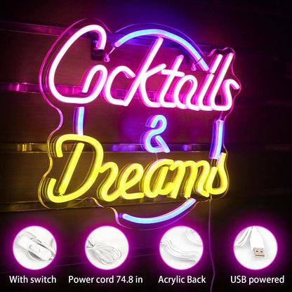 Vivolux | Lebendige Cocktails & Bier LED Neon Wandschild