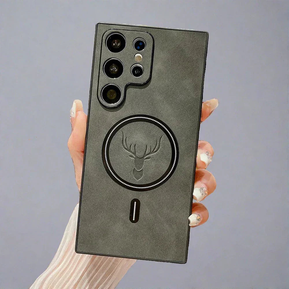 Vivolux | Lederhülle für Samsung-Telefon | Magnetische kabellose Ladehülle