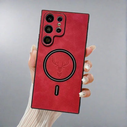 Vivolux | Lederhülle für Samsung-Telefon | Magnetische kabellose Ladehülle