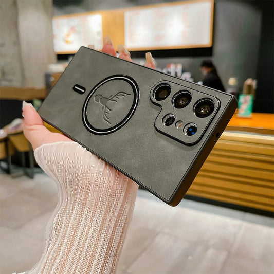 Vivolux | Lederhülle für Samsung-Telefon | Magnetische kabellose Ladehülle