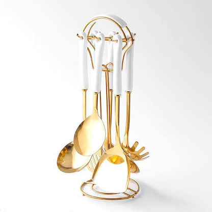 Vivolux | Goldene Küchenutensilien mit Ständer
