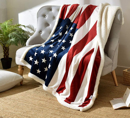 Vivolux | Flanell-Sherpa-Decke mit amerikanischer Flagge