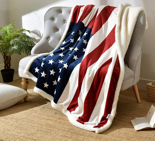 Vivolux | Flanell-Sherpa-Decke mit amerikanischer Flagge