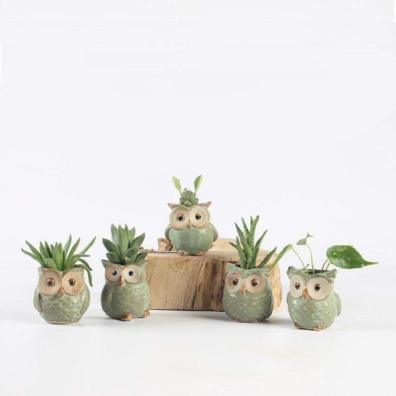 Vivolux | Eulen Keramischer Blumentopf Set 5-teilig