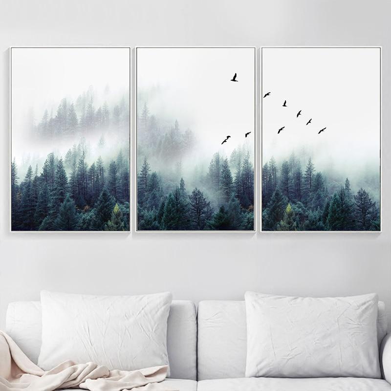 Vivolux | 3-teilige Nordic Forest Landscape Wandkunst