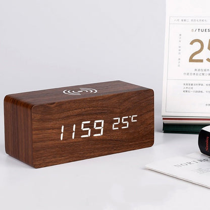 Vivolux | Elektrischer Wecker aus Holz mit kabellosem Ladepad