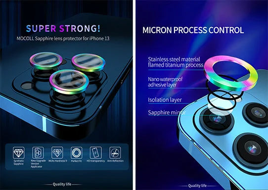 Vivolux | Bunter Saphir-Objektivschutz für iPhone