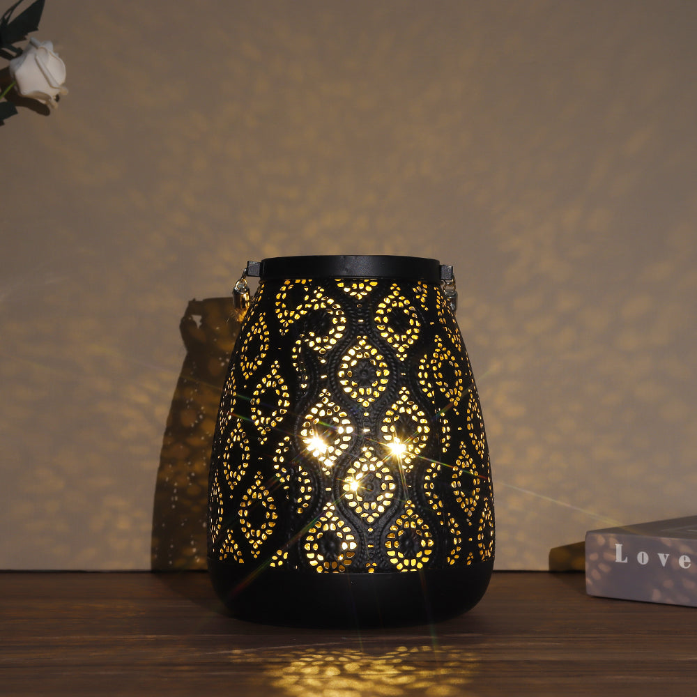 Vivolux | Marokkanischer Stil Black Metal Batterie Betriebene Tischlampe - Schnurlose Lampe